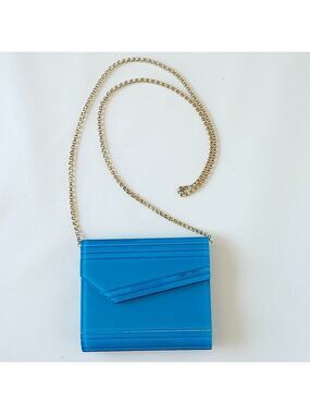 STUNNING JIMMY CHOO CANDY CLUTCH In Bright Blue Hard Body Acrylic Purse